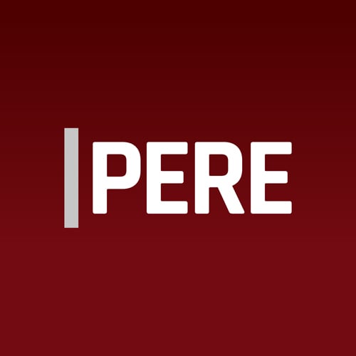PERE Logo with Burgundy background